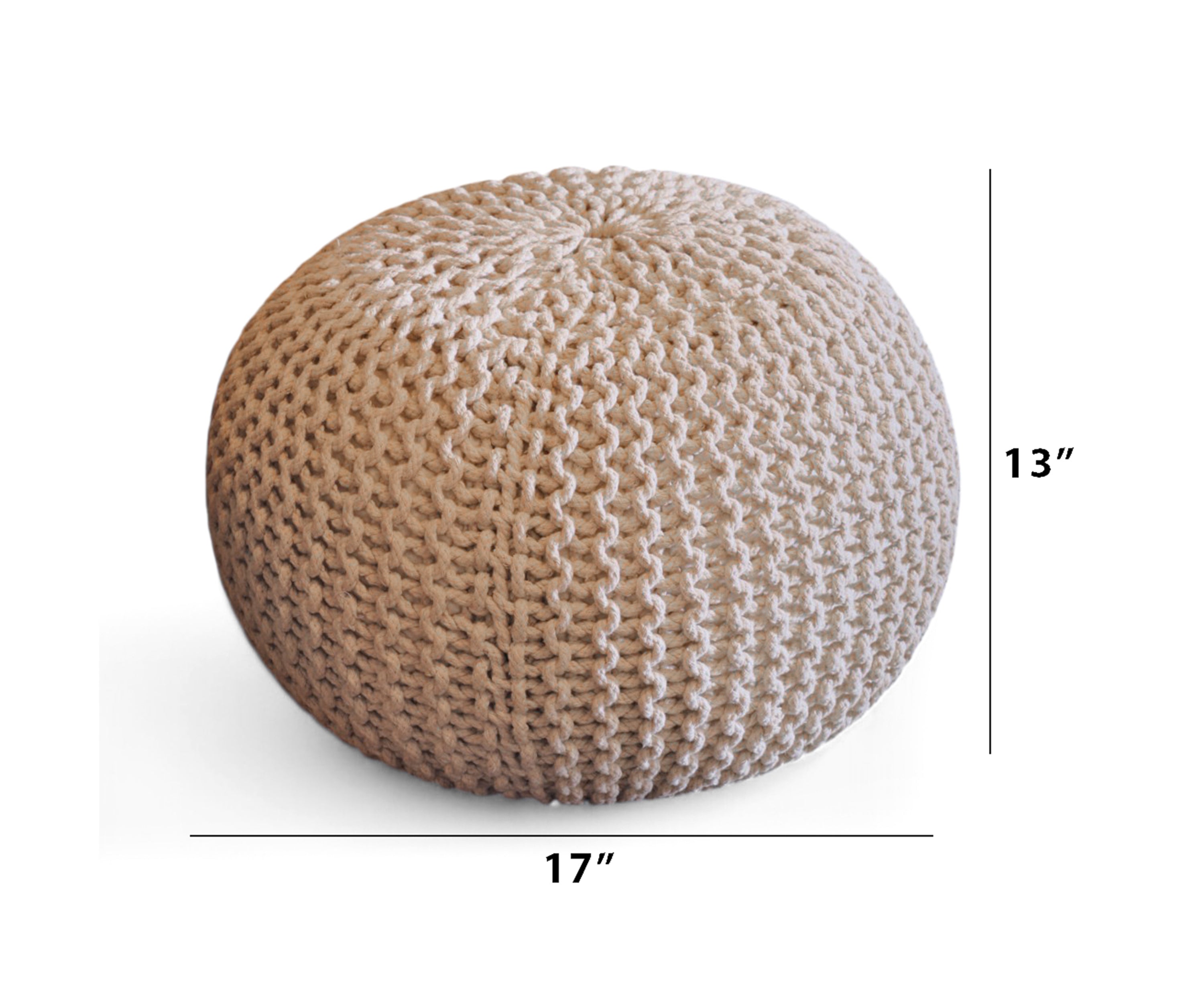 Hand woven ivory pouf/ stool